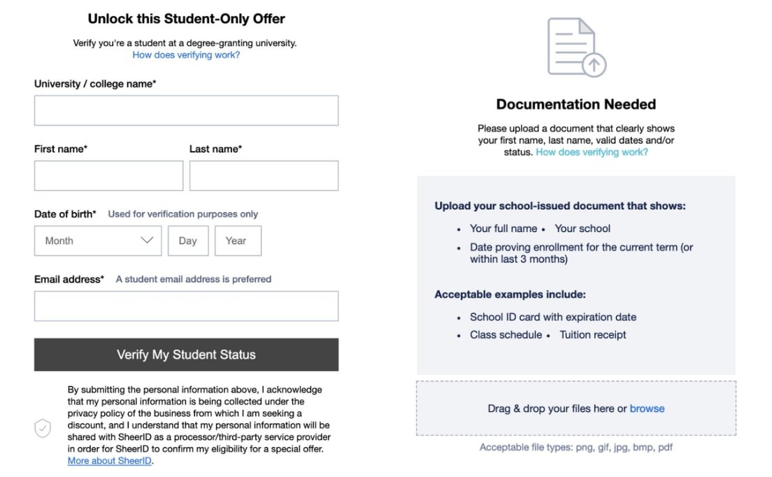 tidal student verification through sheerID