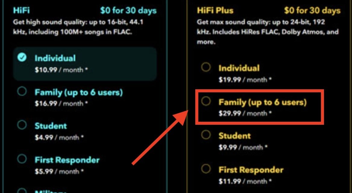 Tidal Family HiFi Plus plan