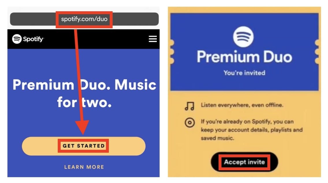 send spotify duo invite
