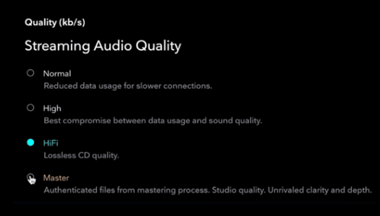 Tidal Hifi lossless CD quality